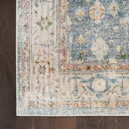 Nourison Astra Silver & Blue Pet Friendly Machine Washable Rug - Corner