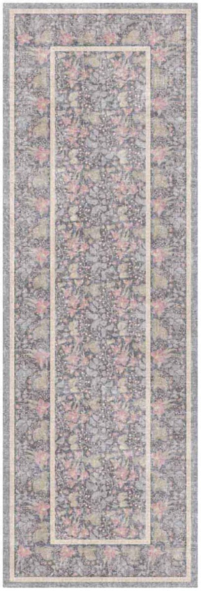 Nourison Botanical Charcoal & Multicolor Machine Washable Rug - 2' x 6'