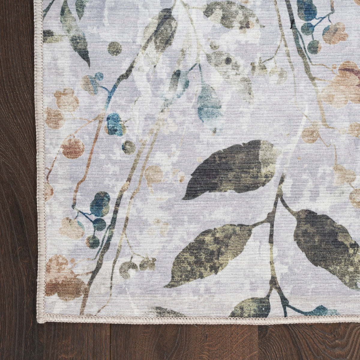 Nourison Grey & Multicolor Machine Washable Rug - Corner