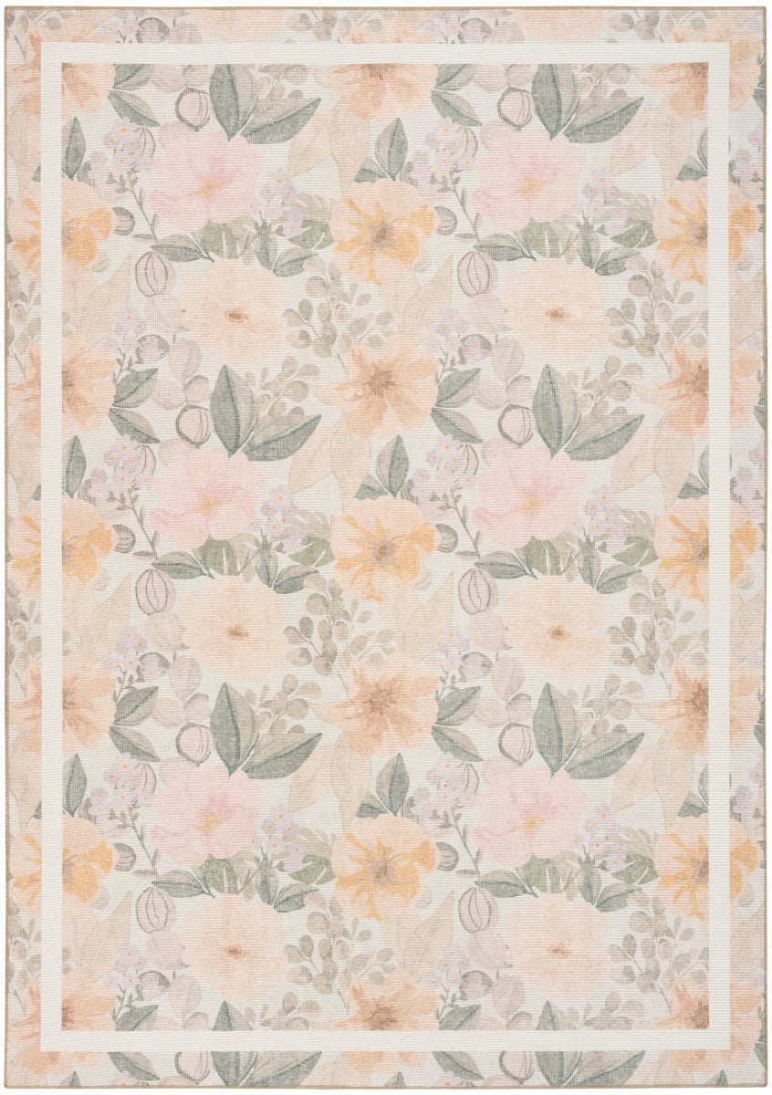 Nourison Botanical Beige & Multicolor Machine Washable Rug - 5' x 7'