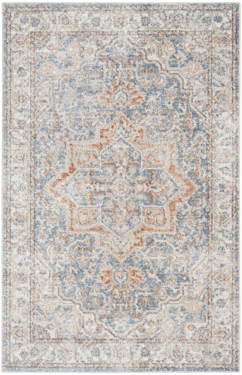 Nourison Astra Denim & Multicolor Pet Friendly Machine Washable Rug - 3'3" x 5'