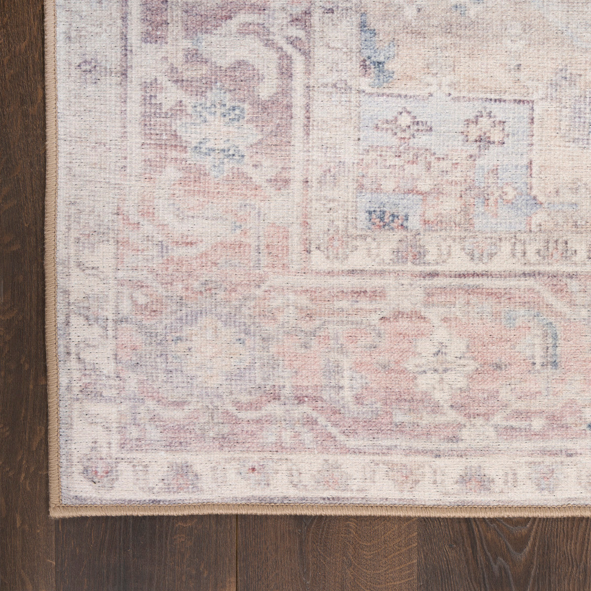 Nourison Vintage Light Blue Machine Washable Rug - Corner