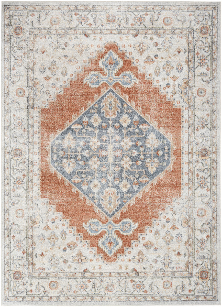 Nourison Astra Grey & Multicolor Pet Friendly Machine Washable Rug - 5'3" x 7'