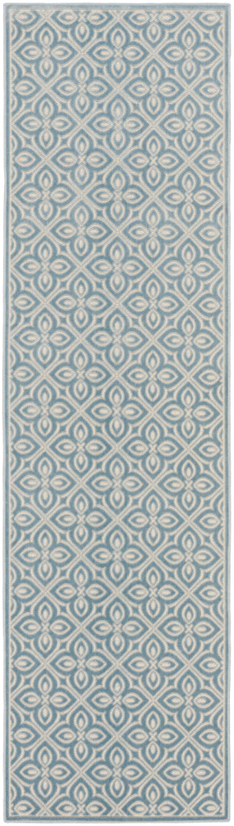 Nourison Charm Blue & Ivory Pet Friendly Machine Washable Rug - 2'2" x 8'