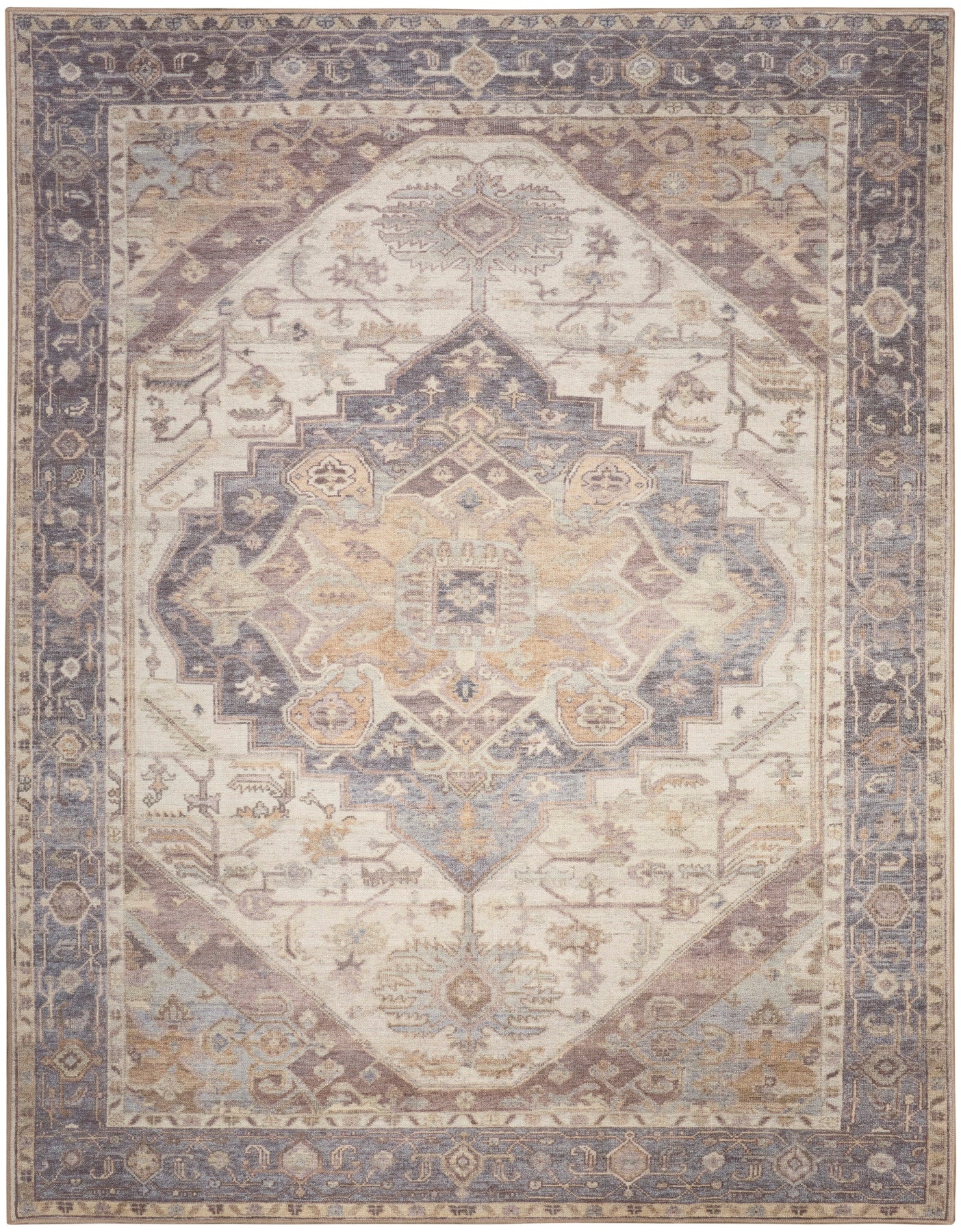 Nourison Vintage Ivory & Purple Machine Washable Rug - Main