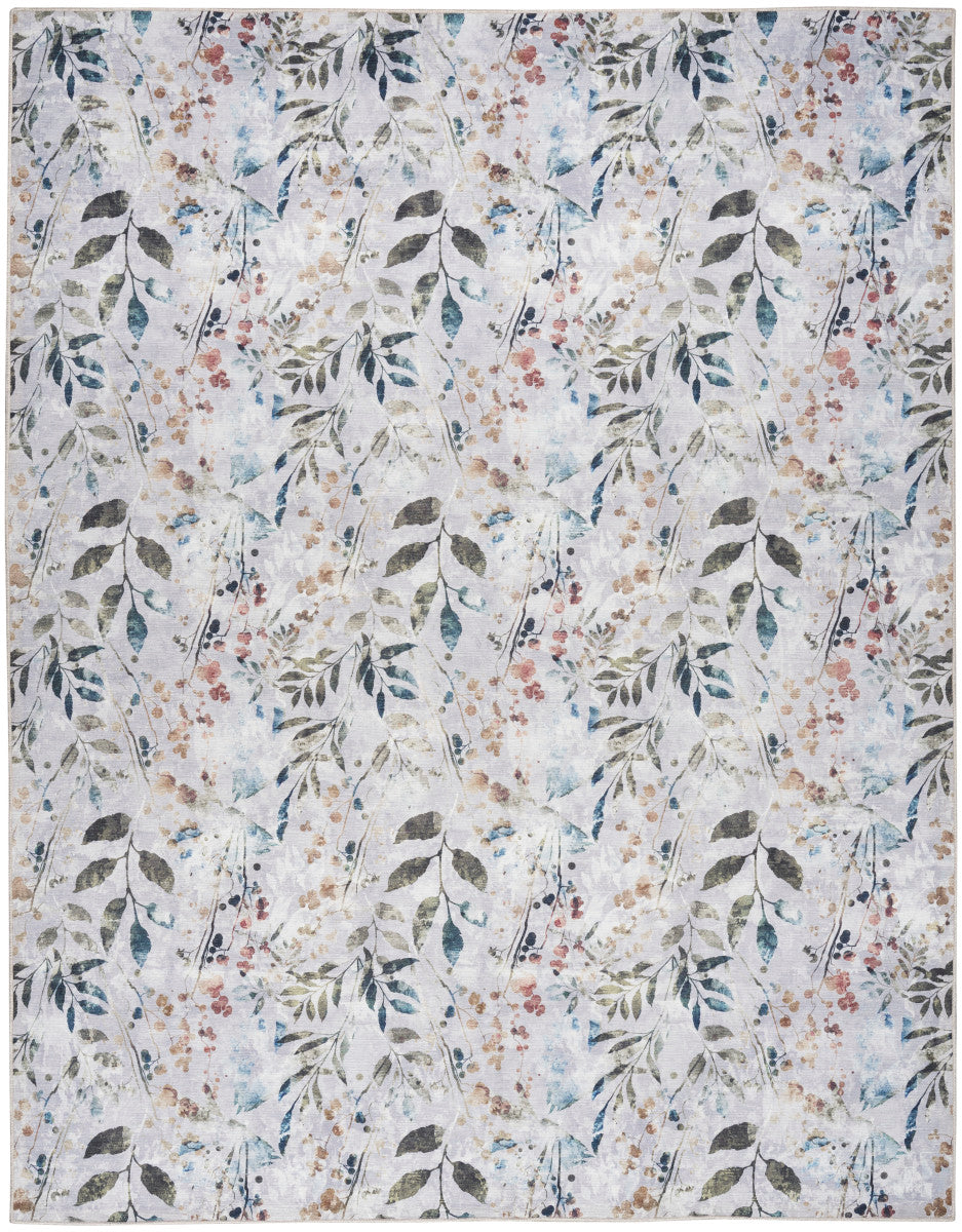 Nourison Grey & Multicolor Machine Washable Rug - 5'2" x 7'