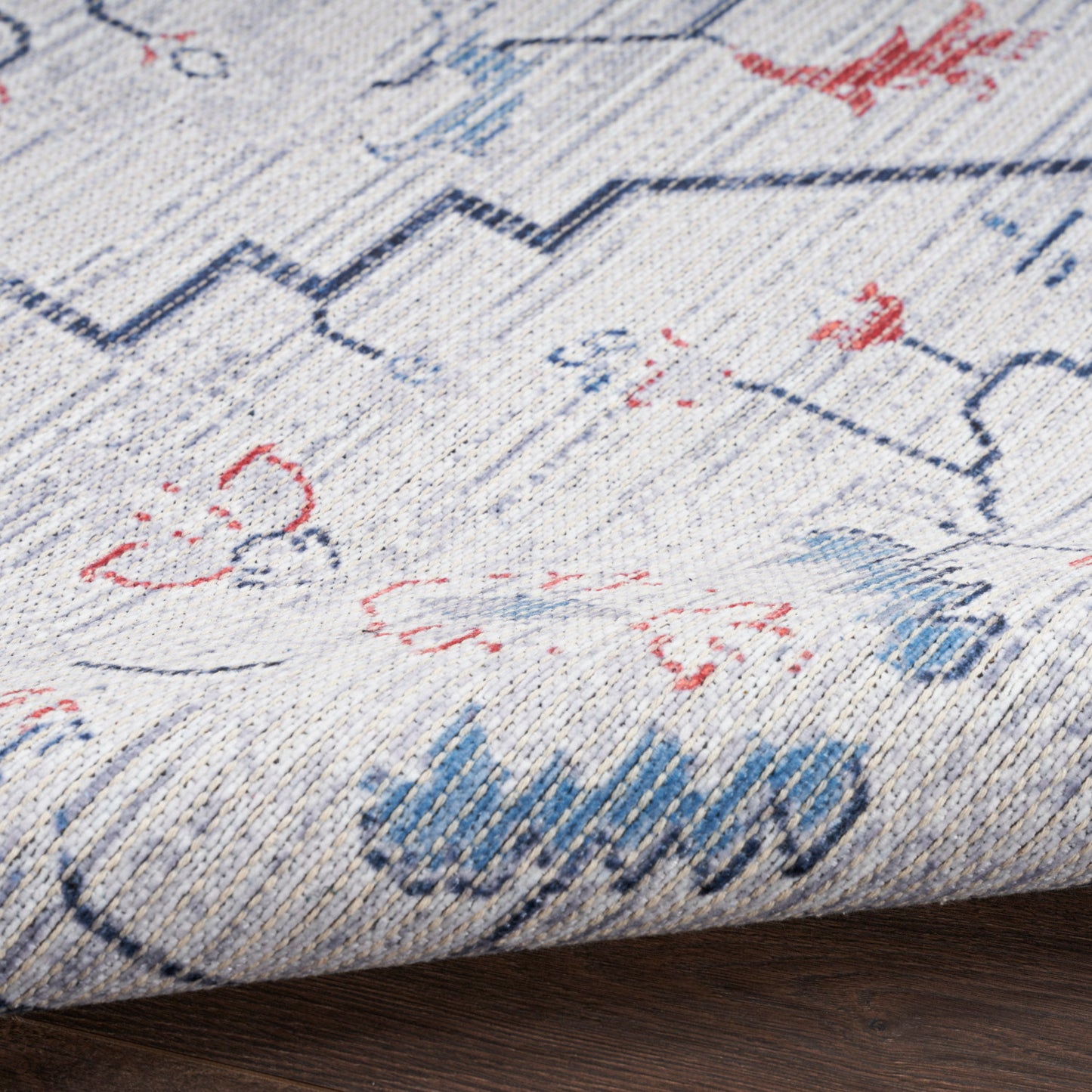 Nourison New Concept Ivory & Blue Machine Washable Rug - Texture