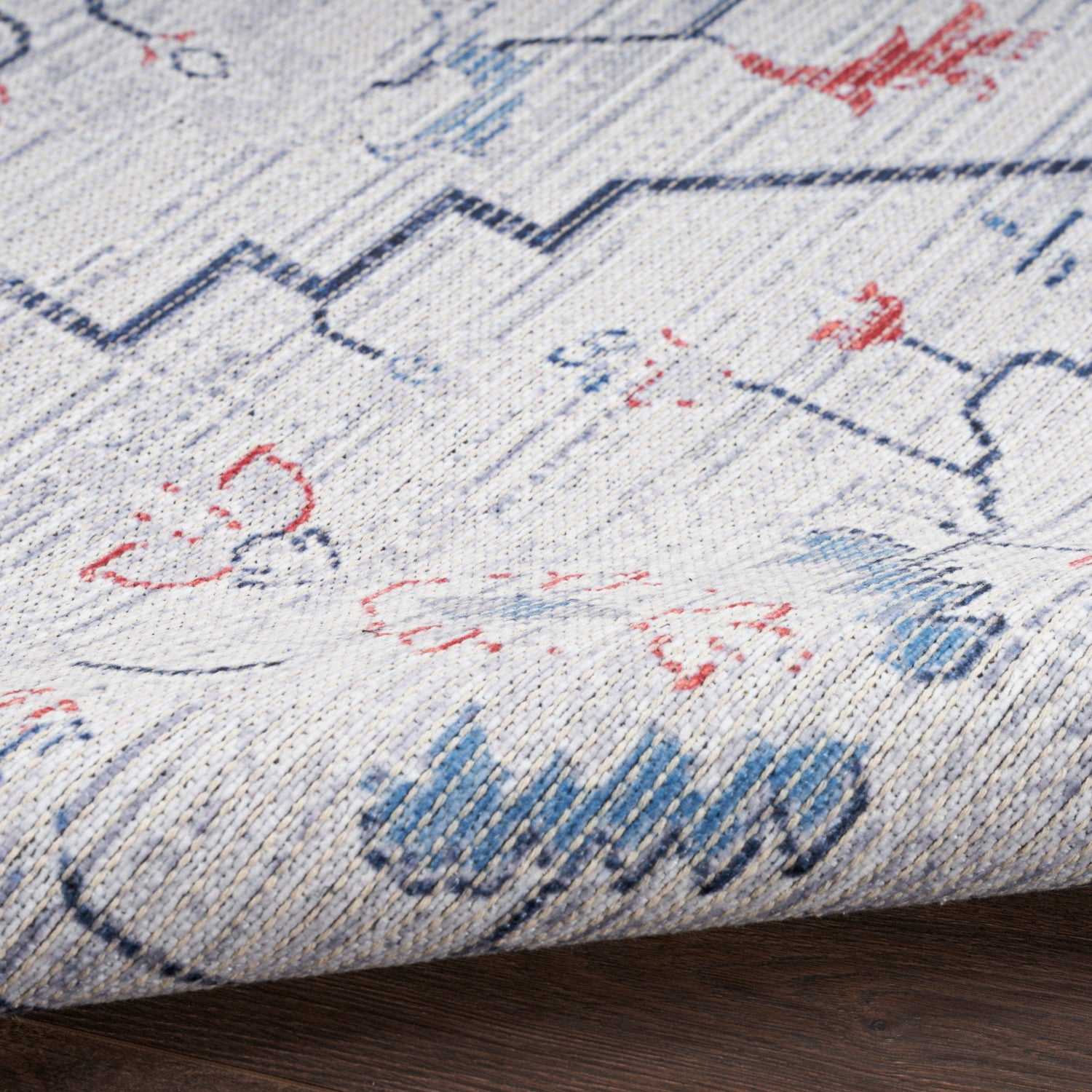 Nourison New Concept Ivory & Blue Machine Washable Rug - Texture