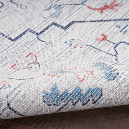 Nourison New Concept Ivory & Blue Machine Washable Rug - Texture