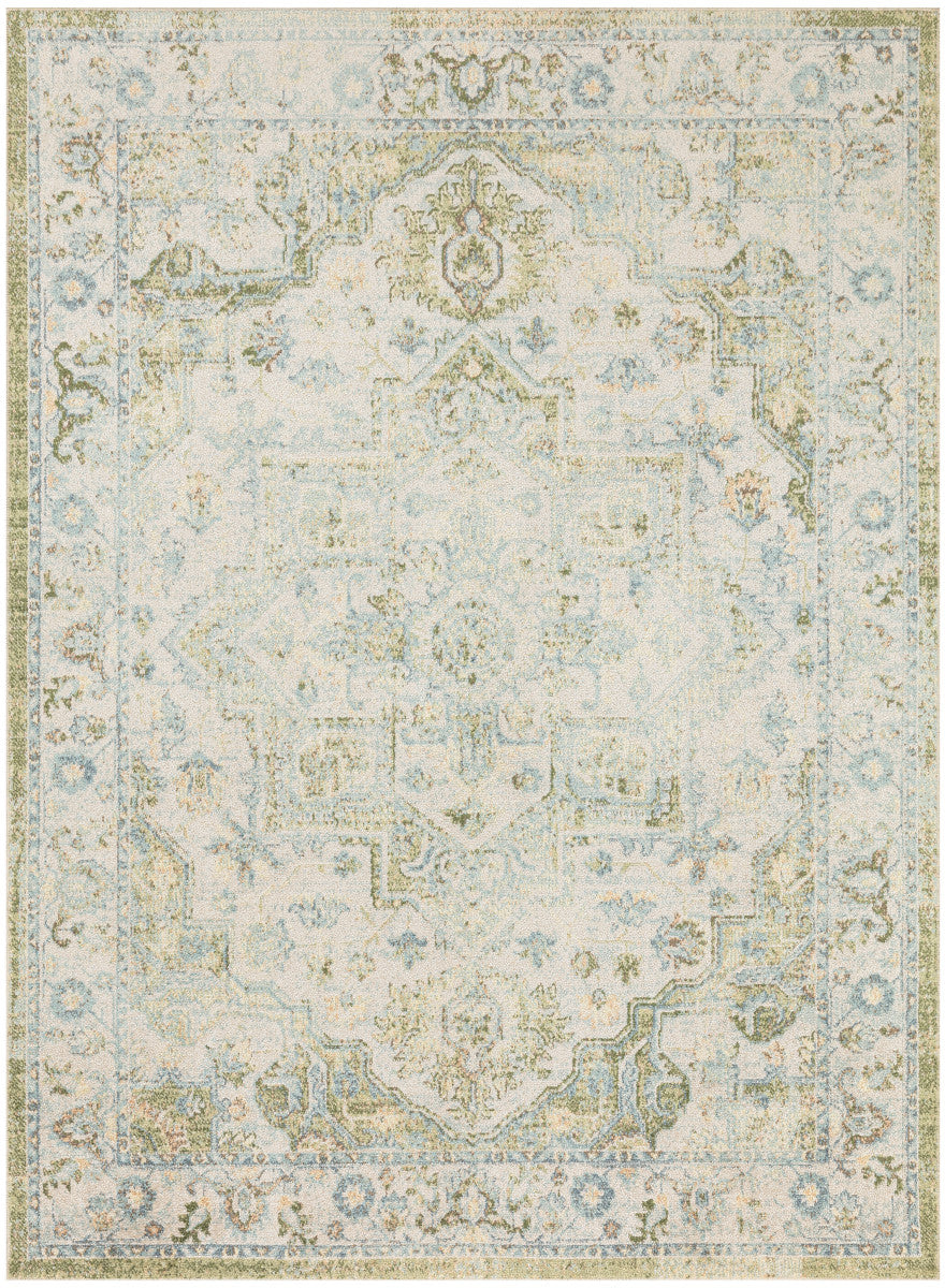 Nourison Astra Blue & Green Pet Friendly Machine Washable Rug - 5'3" x 7'