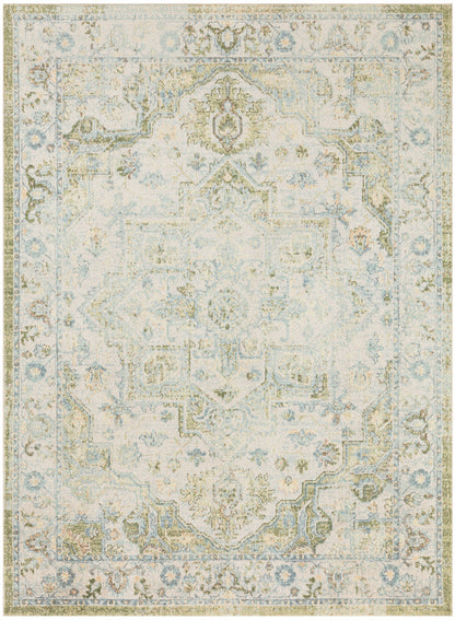 Nourison Astra Blue & Green Pet Friendly Machine Washable Rug - 5'3" x 7'