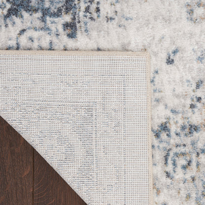 Nourison Astra Ivory & Blue Pet Friendly Machine Washable Rug - Corner