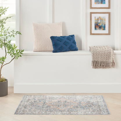 Nourison Astra Denim & Multicolor Pet Friendly Machine Washable Rug - Room Scene