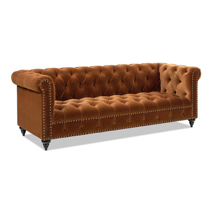 Alto Tufted Chesterfield Velvet Sofa - Burnt Orange