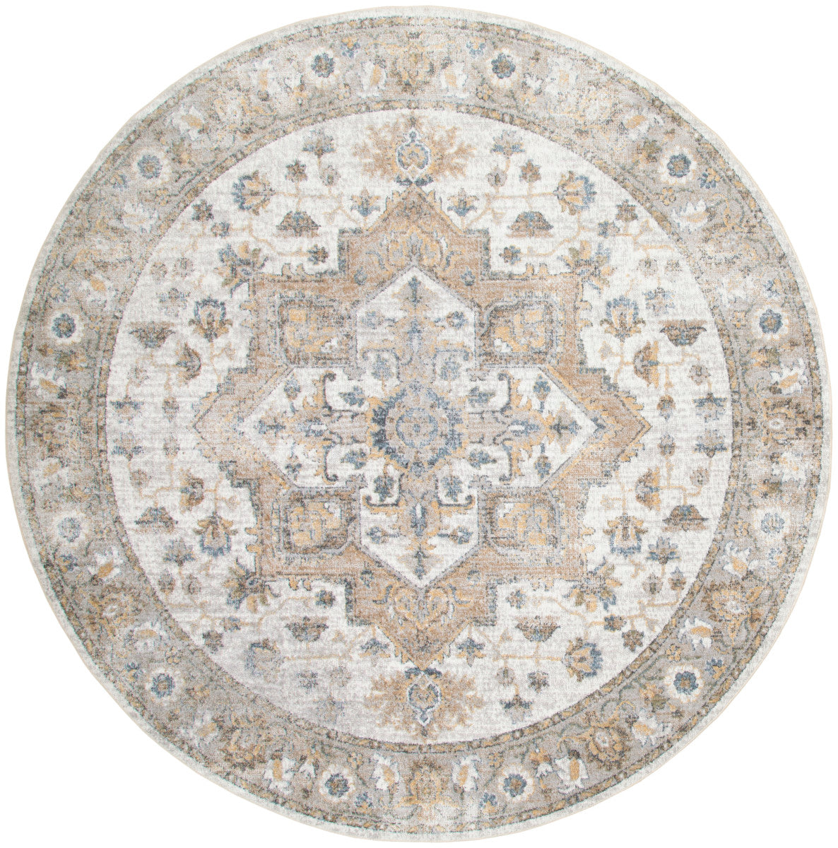 Nourison Astra Silver Grey Pet Friendly Machine Washable Rug - 5'3" Round