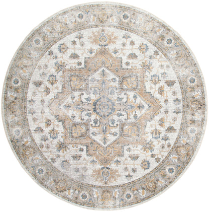 Nourison Astra Silver Grey Pet Friendly Machine Washable Rug - 5'3" Round