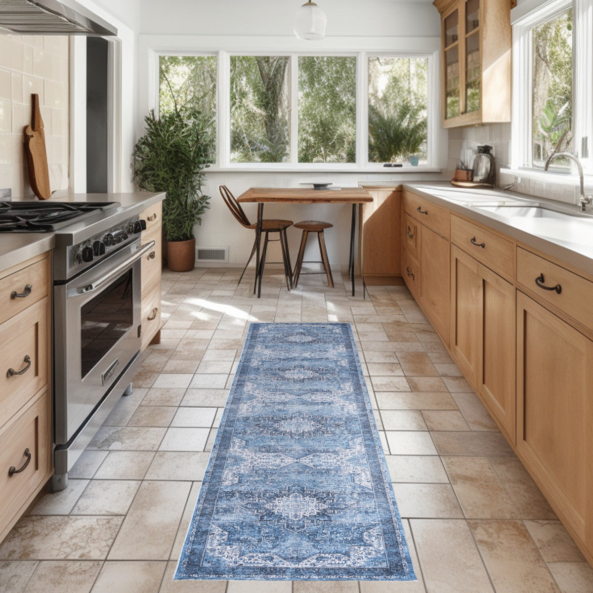 Nourison Blue Machine Washable Rug - Room Scene