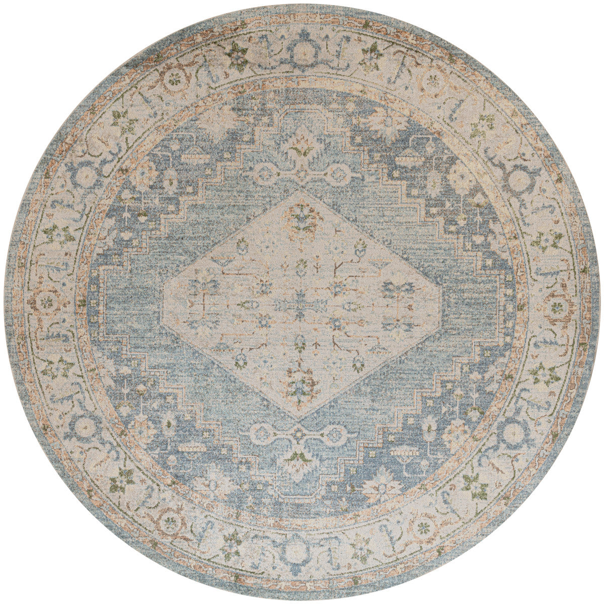 Nourison Astra Silver & Blue Pet Friendly Machine Washable Rug - 7'10" Round