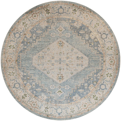Nourison Astra Silver & Blue Pet Friendly Machine Washable Rug - 7'10" Round