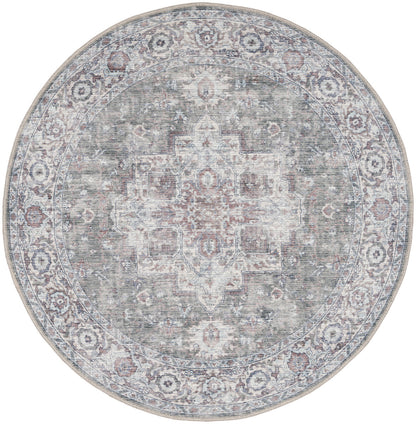 Nourison New Concept Ivory & Grey Machine Washable Rug - 7'10" Round