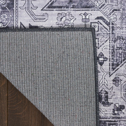 Nourison Charcoal & Grey Machine Washable Rug - Corner