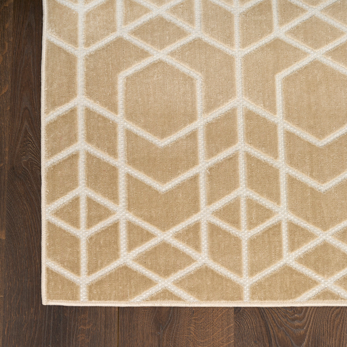 Nourison Charm Beige & Ivory Pet Friendly Machine Washable Rug - Corner