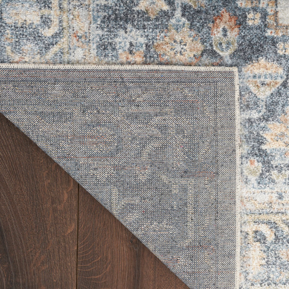 Nourison Astra Grey & Gold Pet Friendly Machine Washable Rug - Corner