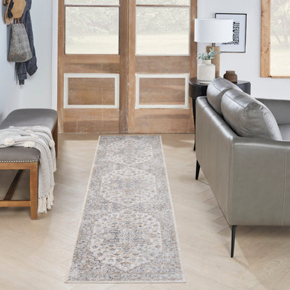 Nourison Astra Silver Grey Pet Friendly Machine Washable Rug - Room Scene