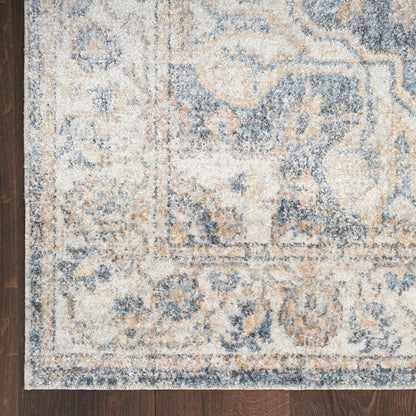 Nourison Astra Grey & Blue Pet Friendly Machine Washable Rug - Corner