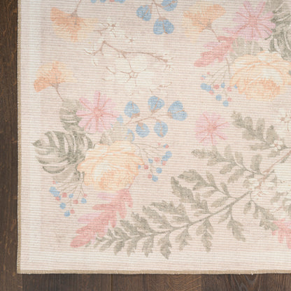 Nourison Botanical Beige & Multicolor Machine Washable Rug - Corner