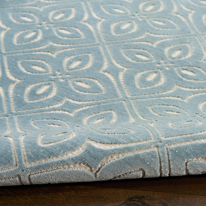 Nourison Charm Blue & Ivory Pet Friendly Machine Washable Rug - Texture