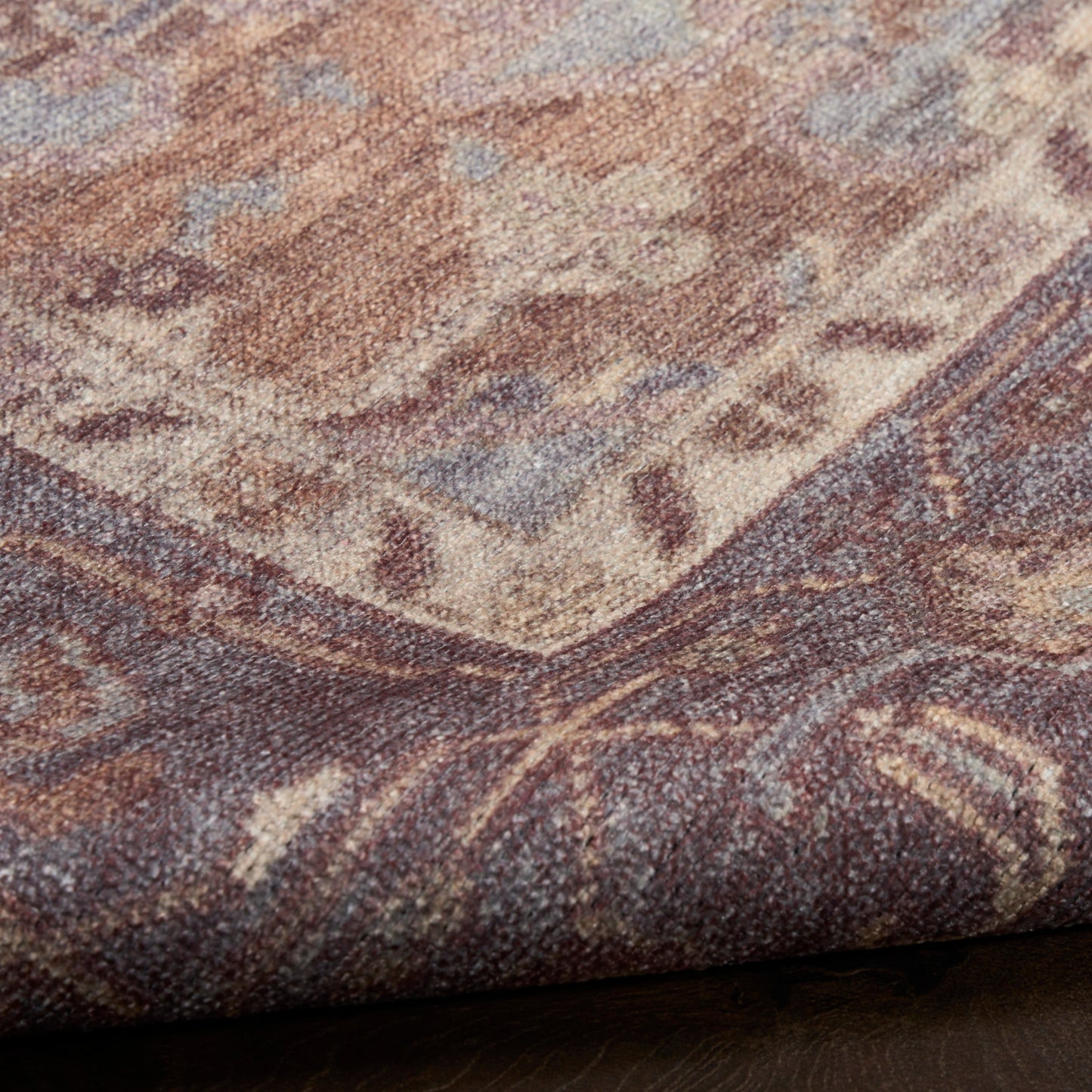 Nourison Vintage Ivory & Purple Machine Washable Rug - Texture