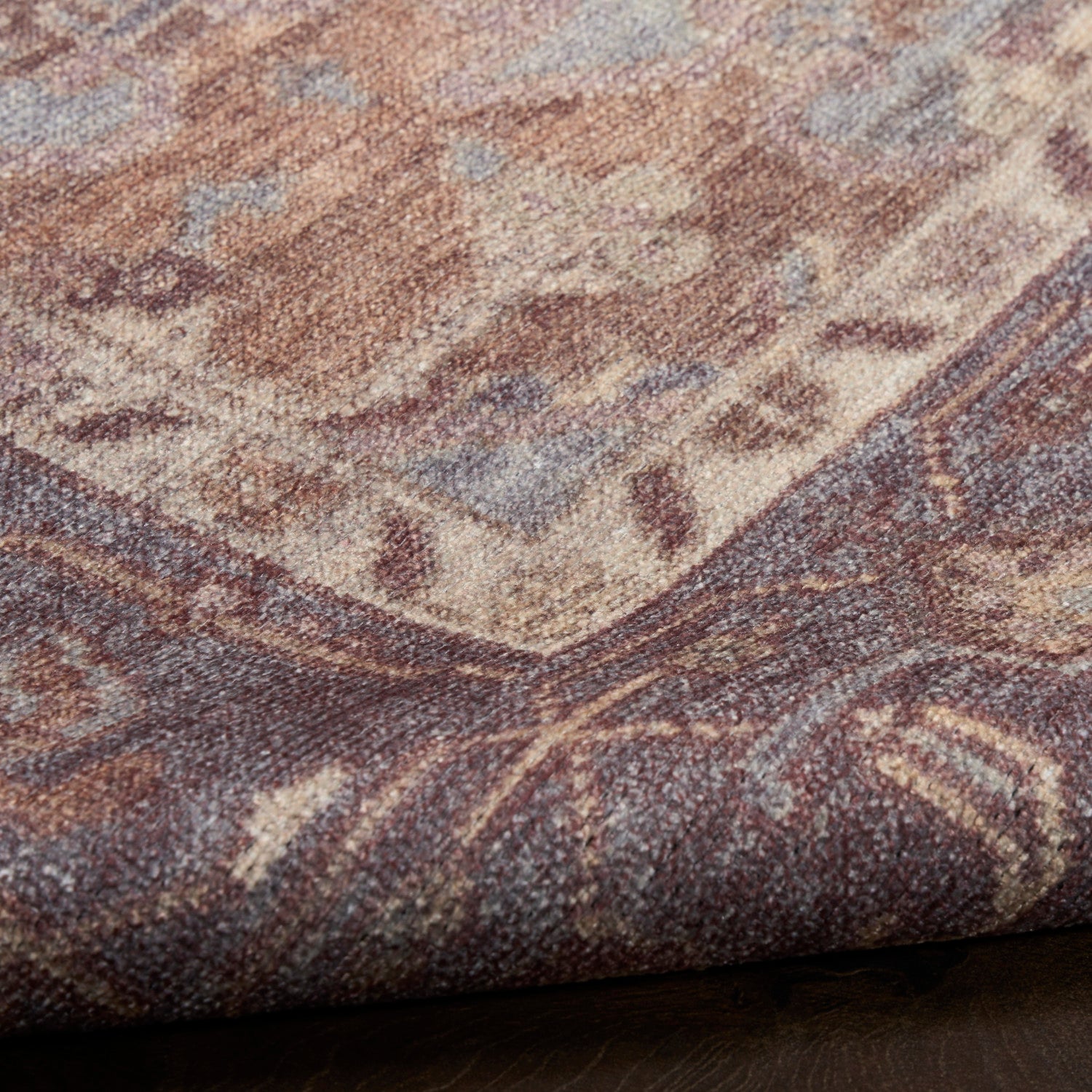 Nourison Vintage Ivory & Purple Machine Washable Rug - Texture