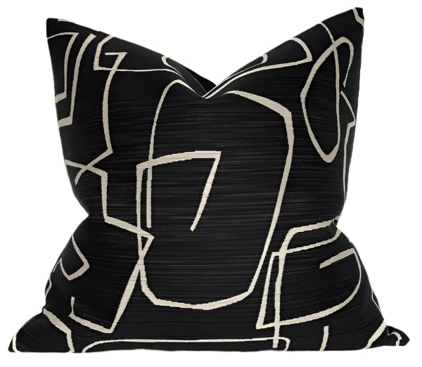 Abstract Pillow in Black