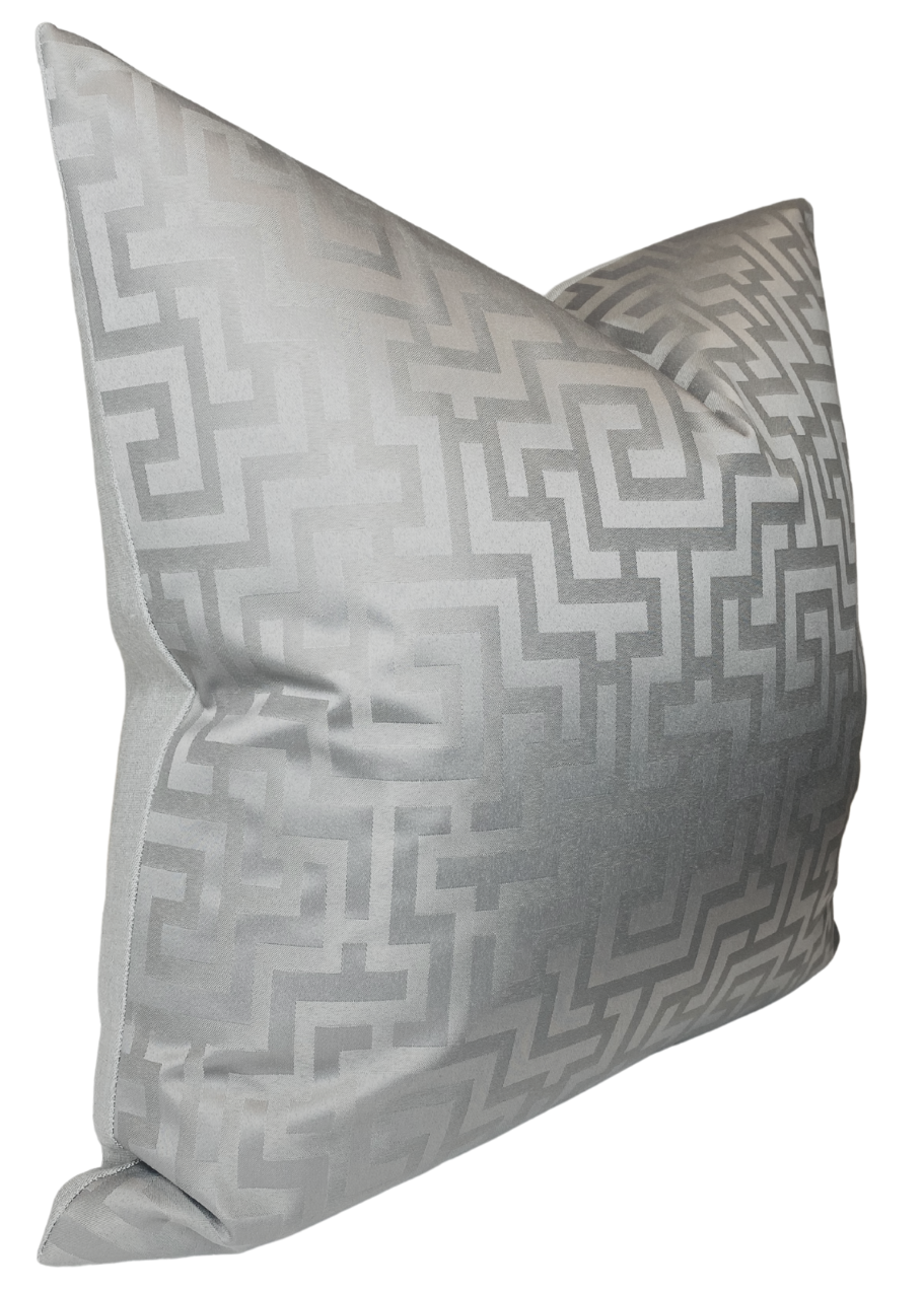 Greek Key Pillow in Silver