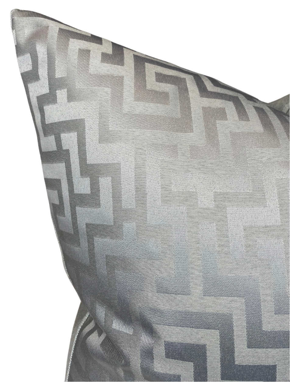 Greek Key Pillow in Silver