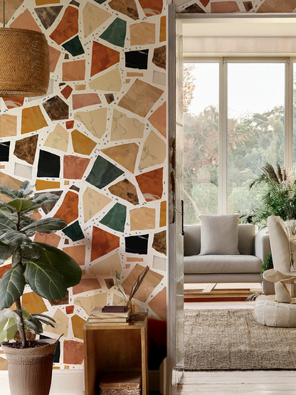 Dolce Terrazzo Wallpaper, white