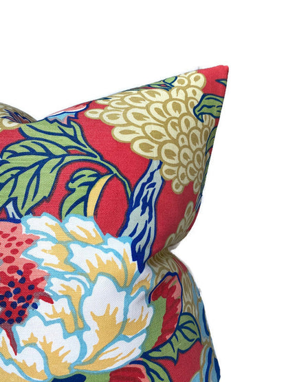 Honshu Pillow in Coral and Green