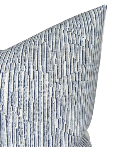 Cadence Striped Pillow in Denim Blue