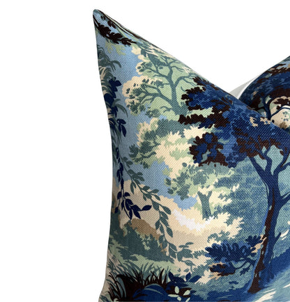 Lincoln Toile Pillow in Navy and Green