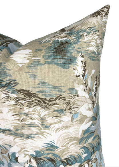 Lincoln Toile Pillow in Light Blue