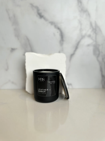 Leather + Amber Candle
