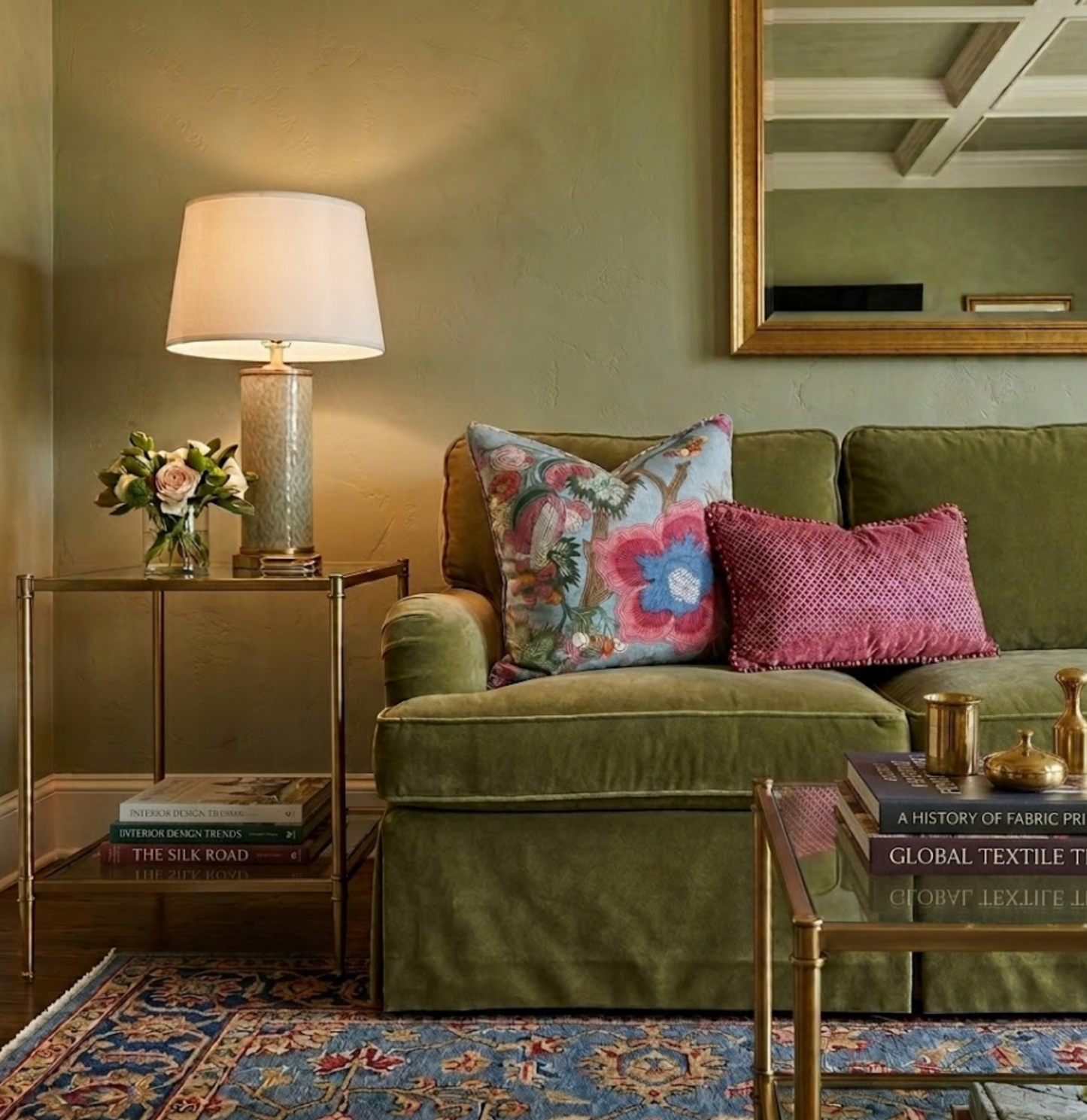 Indienne Jacobean Pillow in Raspberry Teal