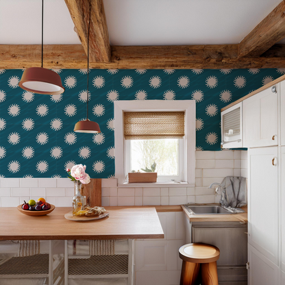 Sol Wallpaper, blue and white