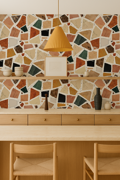 Dolce Terrazzo Wallpaper, white
