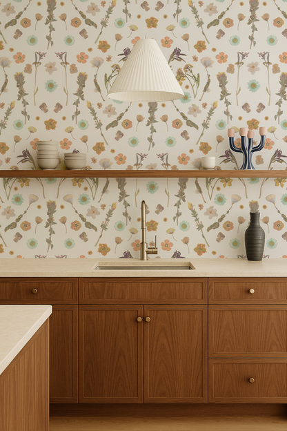 Pressed Fresh Version 02 Wallpaper, peach and mint