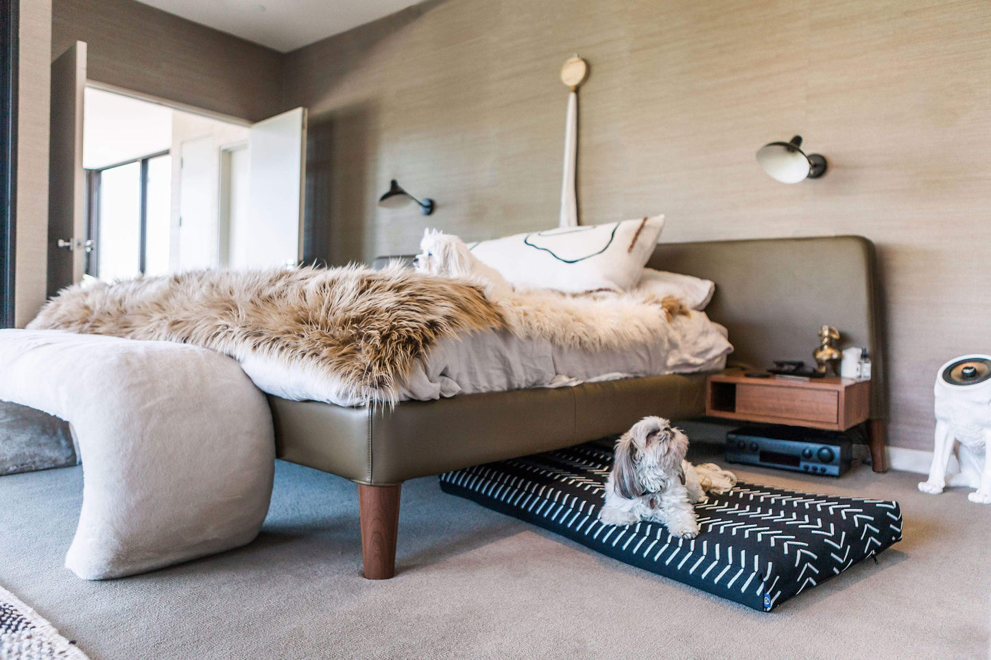 Black Chevron Boho Dog Bed