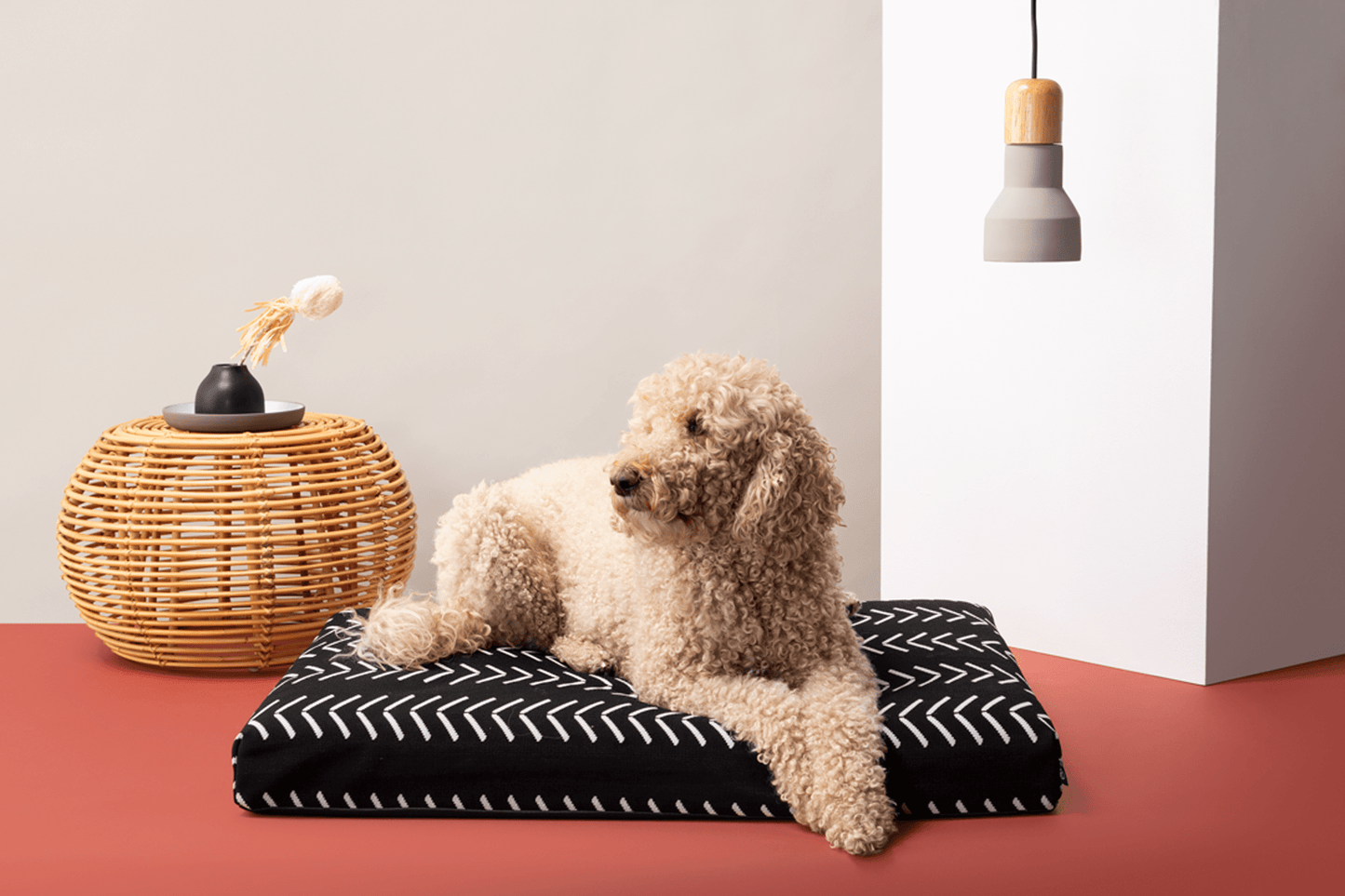 Black Chevron Boho Dog Bed