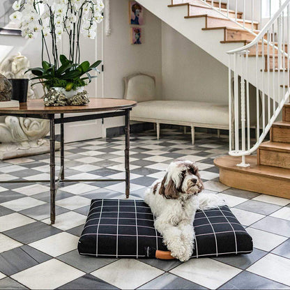 Black Grid Dog Bed