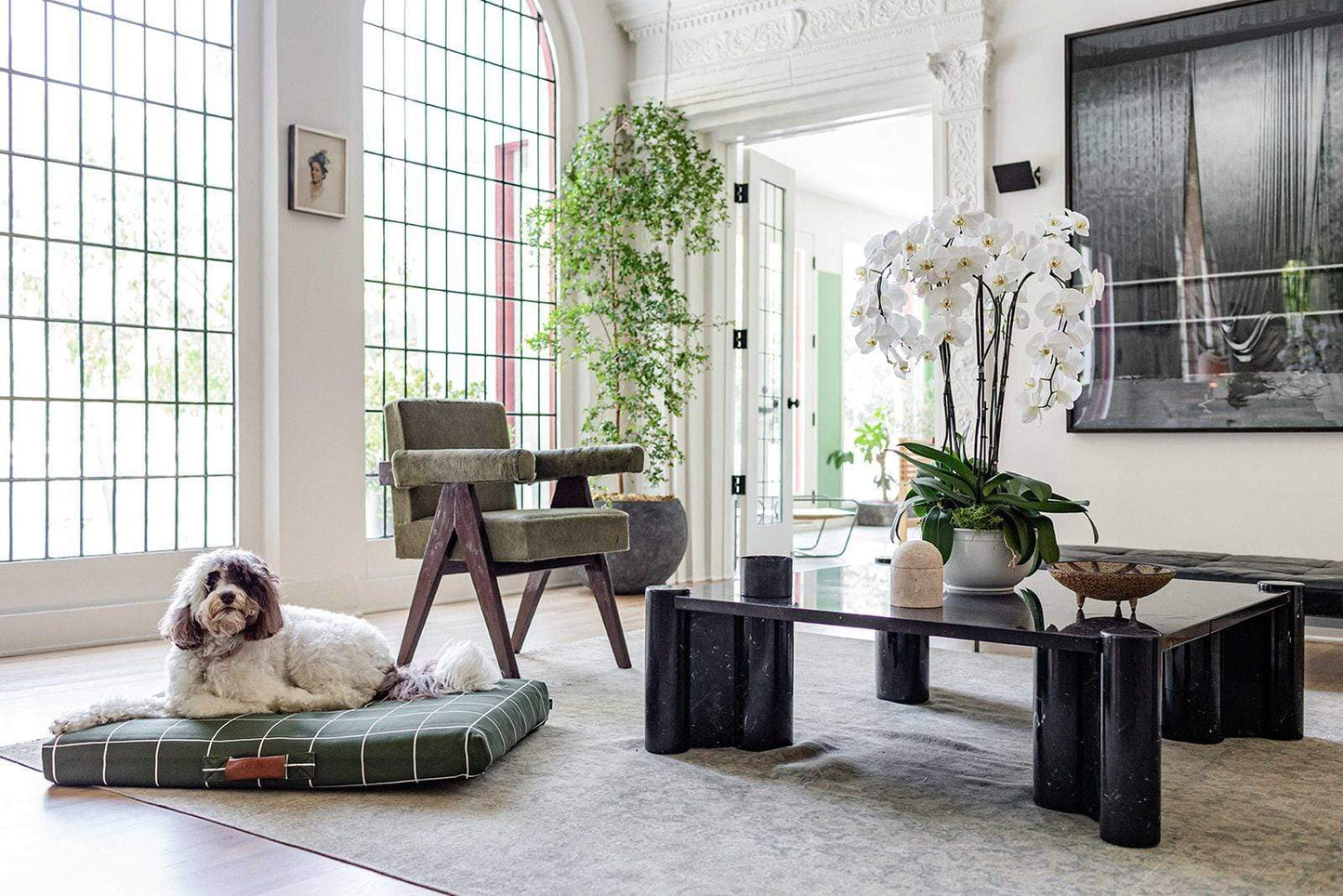 Hunter Green Grid Dog Bed